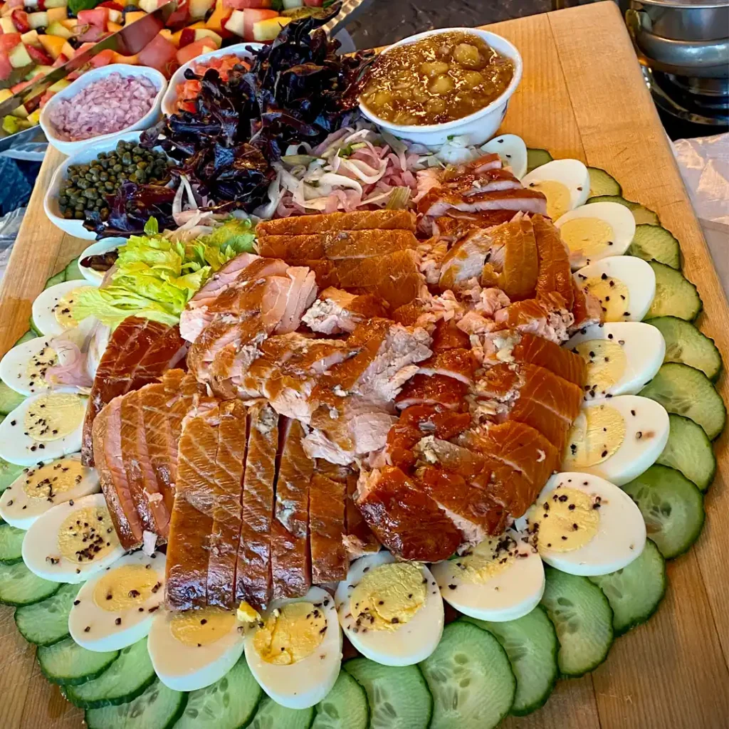 Salmon and deviled eggs platter